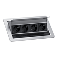 BLOC 4 PRISES RETRACTABLE  AVEC JOINT CAOUTCHOUC + CABLE ALIM
