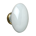 Bouton simple, ovale Ø 60 mm, carré de 6 mm, porcelaine blanche