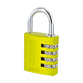 CADENAS ALU A COMBINAISON 4 CHIFFRES TAILLE 40 MM ET ANSE 6 MM - JAUNE