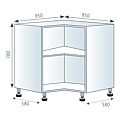 Caisson bas d'angle 90° 2 portes