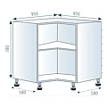 Caisson bas d'angle 90° 2 portes photo du produit