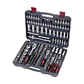COFFRET DE 200 DOUILLES ET EMBOUTS + 3 CLIQUETS 1/2 + 1/4 + 3/8
