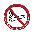 DISQUE ADHESIF : INTERDICTION DE FUMER Ø 180 - DECRET N° 2006-1386 72.73.02