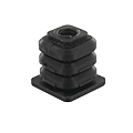 EMBOUT RILSAN NOIR POUR PIED 25 X 25 MM PERCE ET TARAUDE POUR FILETAGE M 10