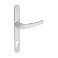 Ensemble Tokyo blanc 9010 plaque étroite entraxe 92 mm saillie normale clé I pour épaisseur de porte de 58 à 67 mm