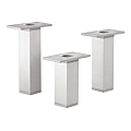 JEU DE 4 PIEDS ALUMINIUM CARRE 35X35MM REGLAGE 15MM  HT 100MM  AVEC EMBASE