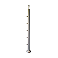 Kit poteau inox 304 hauteur 1 m pré-percé 5 trous pour barreaux 12 mm, Ø embase 100 mm avec support de main courante fixe