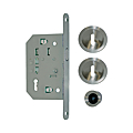 KIT SERRURE AV CUVETTE RONDE POUR PORTE COULISSANTE CLE L FINITION INOX