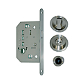 KIT SERRURE AV CUVETTE RONDE POUR PORTE COULISSANTE A CONDAMNATION FINITION INOX