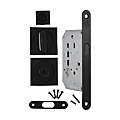 KIT SERRURE + CUVETTES CARREES PR PORTE COULISS A CONDAMNATION NOIR MAT PROMIUM