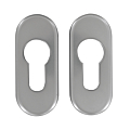 PAIRE ROSACES OVALES  CLE I ASPECT INOX F9