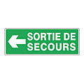 PANNEAU DE SECURITE 330X120 (PS CHOC) SORTIE DE SECOURS FLECHE A GAUCHE
