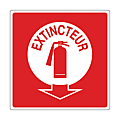 Panneau d'incendie rouge 200 x 200 mm. Extincteur