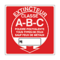 PANNEAU INCENDIE 200 X 200 (PS CHOC) EXTINCTEUR CLASSE A-B-C