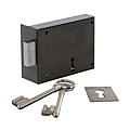 PENE DORMANT NOIR 2 CLES EN 140MM GAUCHE AV. ENTREE ZINGUEE BLANC