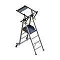 PLATE FORME ALU 4 MARCHES S/ROULETTES AV.GARDE DE CORPS PLIANT HT.TRAVAIL 3M