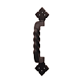 Poignée de porte montage non traversant, fer cémenté noir torsadé, en 280 mm