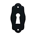 Rosace fer noir ovale N-1305, épaisseur 2 mm, sans ressort de rappel. En 55 x 28 mm, trou de clé L