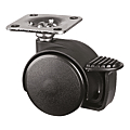 ROULETTE JUMELE NOIR MAT A PLATINE AVEC FREIN Ø 40 MM -CH.30 KG