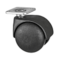 ROULETTE JUMELE NOIR MAT A PLATINE Ø 50 CHARGE 40 KG