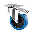 ROULETTE MANUT BLEU A PLATINE PIVOTANTE AVEC FREIN Ø 100 MM -CH.70 KG