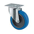ROULETTE MANUT BLEU A PLATINE PIVOTANTE SANS FREIN Ø 125 MM -CH.250 KG
