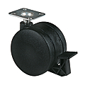 ROULETTE TWINY NOIR MAT A PLATINE Ø 50 BLOCAGE  CHARGE 40 KG