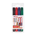 SET 4 MARQUEURS 4 COULEURS PERMANENT CORPS ALU POINTE OGIVE 1,5-3MM E-2000C