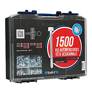 visuel1 Coffret 1500 vis autoperceuses tête hexagonale acier zingué