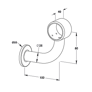 visuel2 Support haut cintré Quartz pour barre d'appui