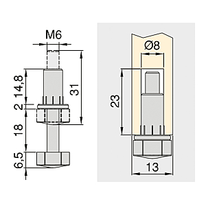 visuel2 Vérin encastrable 6 pans blanc M6 x 30 mm
