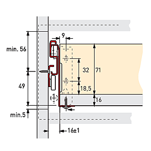 visuel4 Coté de tiroir sur coulisse à galet Multitech