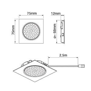 visuel2 Spot LED Nova encastrable carré 2,7 W, 39 LEDS, 5000 K