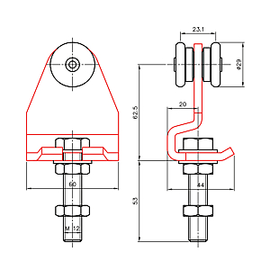 visuel2 Roulette simple sur monture à boulon fixe