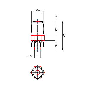 visuel2 Guide de porte à olive sur tige filetée