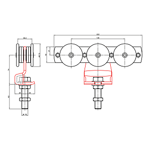 visuel2 Roulette triple sur monture à bouton fixe 