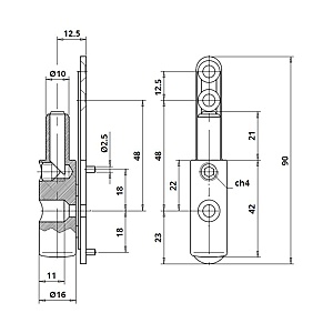 visuel2 Fiche mâle à platine réglable Ø 16 mm Bixacta