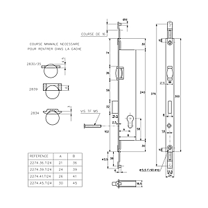 visuel2 Serrure à encastrer 2274 têtière de 24 mm