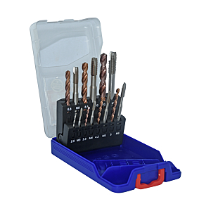 visuel1 Coffret 7 tarauds HSS GUN DIN 371/376 M3 à M12 + 7 forets HSS FURIUS revêtus Fusio TECHNIC