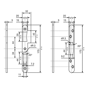 visuel2 Jeu de gâche 108 Oblong R pour serrure Trilock 5000 A2P**