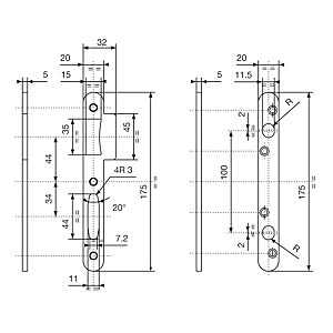 visuel2 Jeu de gâches 109 Oblong R pour serrure Trilock 5900 A2P**