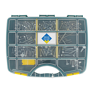 visuel1 Coffret 172 vis métaux tête hexagonale acier zingué blanc