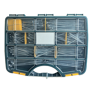 visuel1 Coffret 270 vis à bois tête fraisée Torx acier zingué blanc