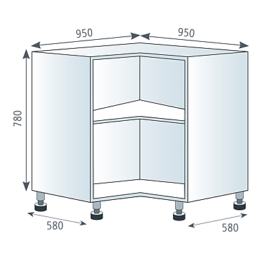 Caisson bas d'angle 90° 2 portes photo du produit