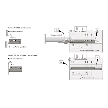 Coulisse Actro You avec silent system pour tiroir AvanTech You photo du produit