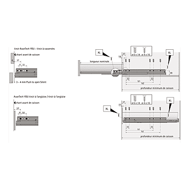 Coulisse Actro You avec silent system pour tiroir AvanTech You photo du produit visuel_1 XL