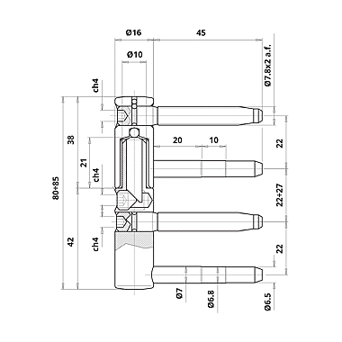 Fiche réglable pour double application Ø 16 mm Exacta photo du produit visuel_1 XL