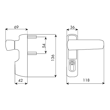 Module extérieur béquille débrayable et trou de cylindre IDEA grand modèle photo du produit