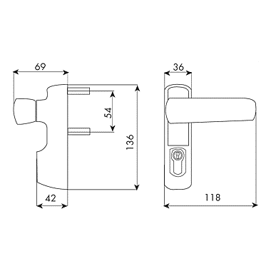 Module extérieur béquille débrayable et trou de cylindre IDEA grand modèle photo du produit visuel_1 XL