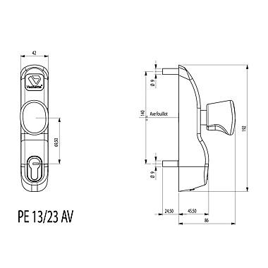 Module extérieur bouton tournant et trou de cylindre PE13/23 AV photo du produit